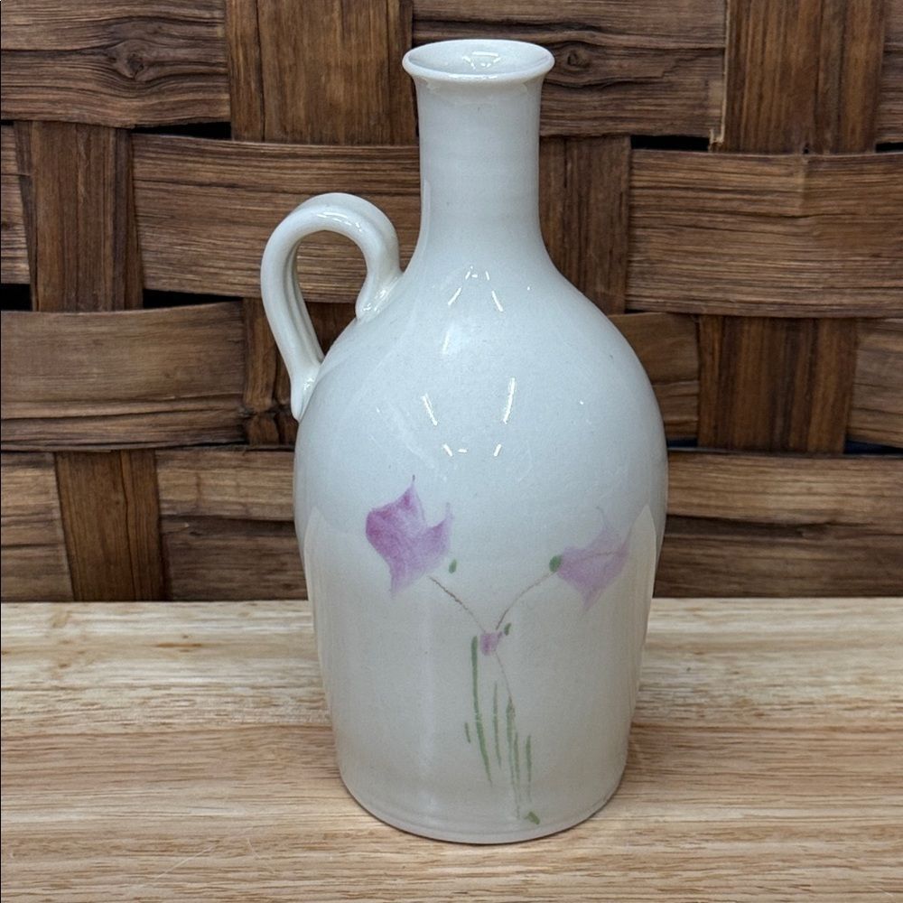 Signed Brouillard Elegant Ceramic Vase with Floral Design